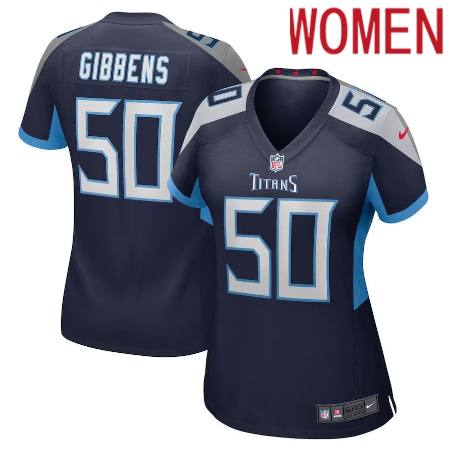 Women Tennessee Titans #50 Jack Gibbens Nike Navy Home Game Player NFL Jersey->women nfl jersey->Women Jersey